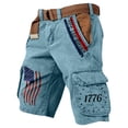 thumbnail image 1 of LWavelet Men's We The People 1776 American Flag Cargo Shorts Pocket Star Print Casual Shorts with Belt Light Blue 3XL, 1 of 3
