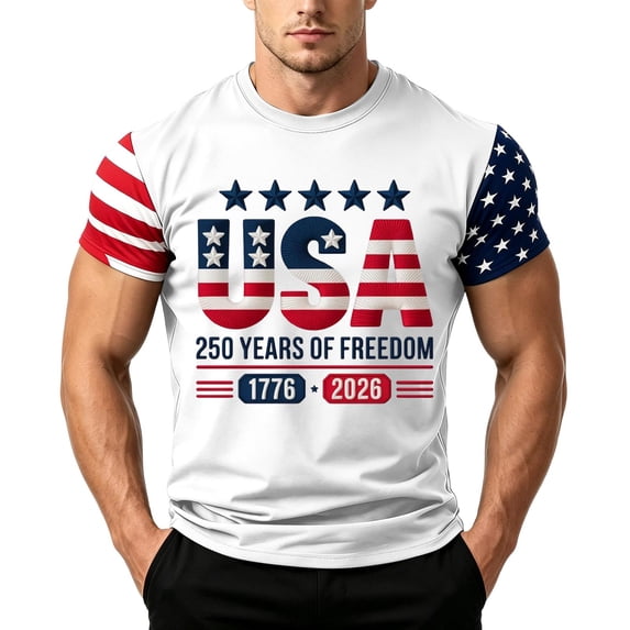 LWavelet Mens American Flag T-Shirt 4th of July T-Shirt USA Flag 1776 Patriotic Tee Memorial Day Tops