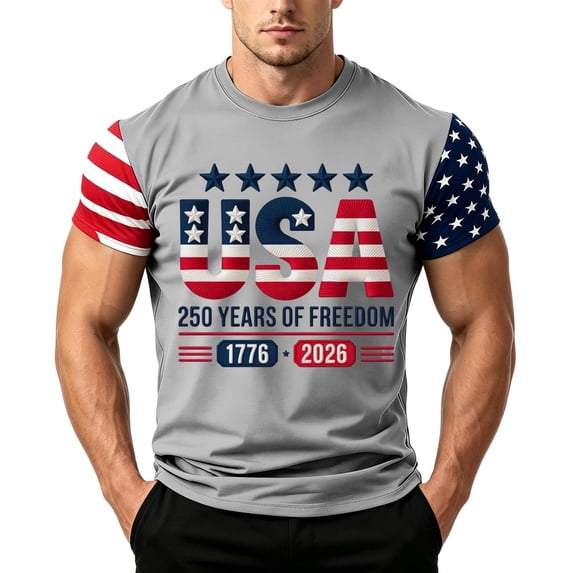 LWavelet Mens American Flag T-Shirt 4th of July T-Shirt USA Flag 1776 Patriotic Tee Memorial Day Tops