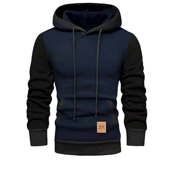 LWavelet Mens Casual Long Sleeve Hoodie Pullover With Adjustable Drawstring Hood And Kangaroo Pocket For Everyday Wear