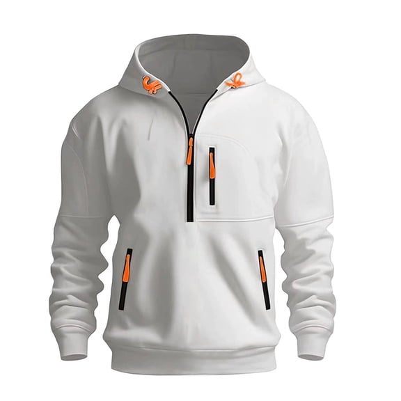 LWavelet Mens Casual Long Sleeve Pullover Hoodie with Adjustable Drawstring Quarter Zip Sweatshirt Kangaroo Pocket Outdoor Wear