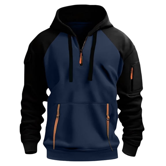 LWavelet Mens Casual Long Sleeve Pullover Hoodie with Zipper Pockets and Adjustable Drawstring Hood for Outdoor Activities