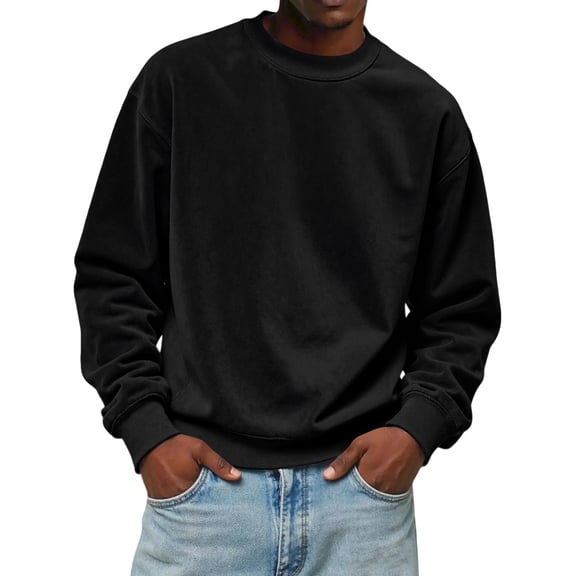 LWavelet Mens Classic Crewneck Sweatshirt Long Sleeve Pullover Casual Fleece Comfort Fit Top for Everyday Wear