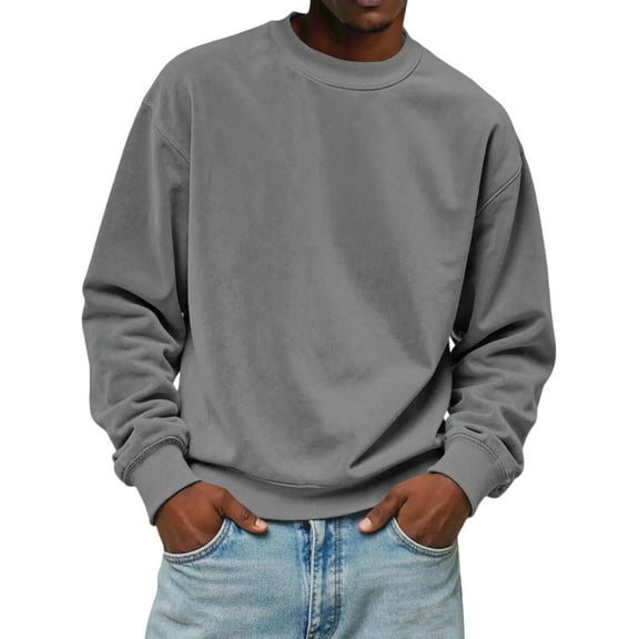 LWavelet Mens Classic Crewneck Sweatshirt Long Sleeve Pullover Casual Fleece Comfort Fit Top for Everyday Wear