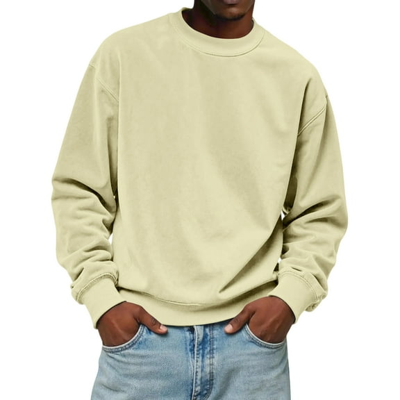 LWavelet Mens Classic Crewneck Sweatshirt Long Sleeve Pullover Casual Fleece Comfort Fit Top for Everyday Wear