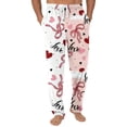 thumbnail image 1 of LWavelet Mens Heart Print Lounge Pants Elastic Waist Soft Sleep Pants Light Brown S, 1 of 6