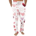 thumbnail image 1 of LWavelet Mens Heart Print Lounge Pants Elastic Waist Soft Sleep Pants White S, 1 of 6
