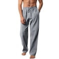 thumbnail image 1 of LWavelet Mens Lightweight Linen Lounge Pants Elastic Waist Drawstring Sleep Pants Gray L, 1 of 7