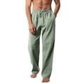 thumbnail image 1 of LWavelet Mens Lightweight Linen Lounge Pants Elastic Waist Drawstring Sleep Pants Green 3XL, 1 of 7
