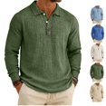 thumbnail image 1 of LWavelet Mens Linen Polo Shirt Long Sleeve Spring Fall Vacation Cotton Linen Shirt Casual Lightweight Button Collared Tops, 1 of 6