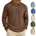 thumbnail image 1 of LWavelet Mens Linen Polo Shirt Long Sleeve Spring Fall Vacation Cotton Linen Shirt Casual Lightweight Button Collared Tops, 1 of 6