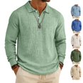 thumbnail image 1 of LWavelet Mens Linen Polo Shirt Long Sleeve Spring Fall Vacation Cotton Linen Shirt Casual Lightweight Button Collared Tops, 1 of 6