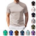 thumbnail image 1 of LWavelet Mens Mock Turtleneck Shirts Short Sleeve Casual Basic T-Shirts Slim Fit Soft Lightweight Pullover Sweaters, 1 of 4