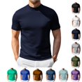 thumbnail image 1 of LWavelet Mens Mock Turtleneck Shirts Short Sleeve Casual Basic T-Shirts Slim Fit Soft Lightweight Pullover Sweaters, 1 of 6