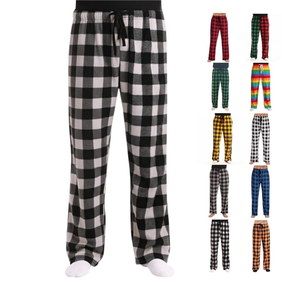 LWavelet Mens Pajama Pants Lightweight Drawstring Waist Buffalo Plaid Pajama Bottoms Soft Sleep Lounge Pant with Pockets
