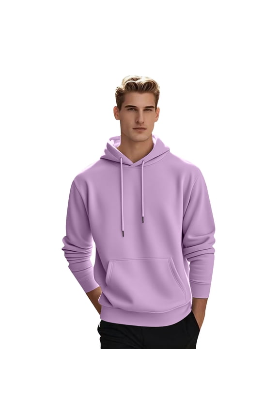 Mens Pullover Hooded Sweatshirt Classic Fit Long Sleeve Hoodie with Adjustable Drawstring and Front Pocket for Everyday Wear and Comfort
