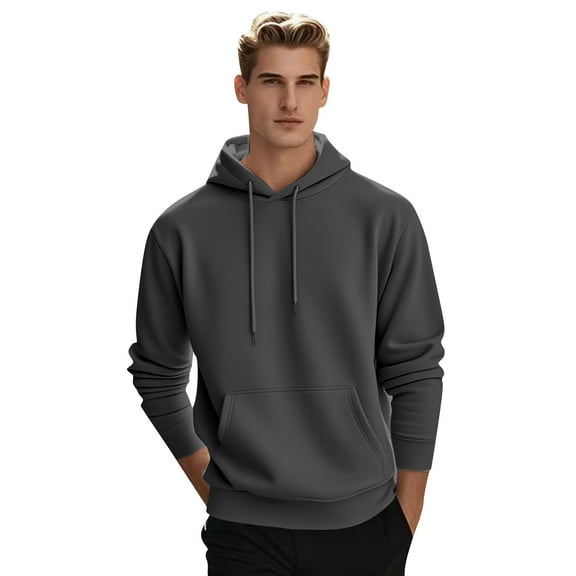 LWavelet Mens Pullover Hooded Sweatshirt Classic Fit Long Sleeve Hoodie with Adjustable Drawstring and Front Pocket for Everyday Wear and Comfort