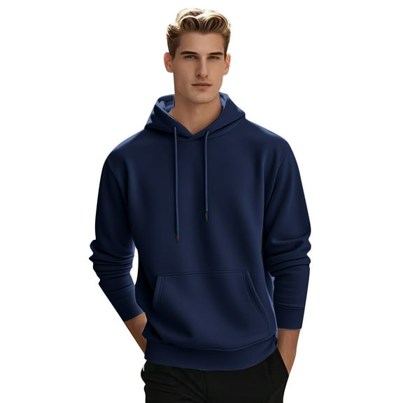 LWavelet Mens Pullover Hooded Sweatshirt Classic Fit Long Sleeve Hoodie with Adjustable Drawstring and Front Pocket for Everyday Wear and Comfort