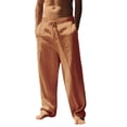 thumbnail image 1 of LWavelet Mens Relaxed Fit Linen Pants Elastic Waist Drawstring Summer Lounge Pants Earthy Yellow 3XL, 1 of 3