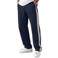 thumbnail image 1 of LWavelet Mens Side Stripe Track Pants Elastic Waist Straight Leg Casual Pants Navy XL, 1 of 4
