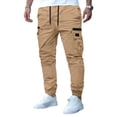 thumbnail image 1 of LWavelet Mens Slim Fit Cargo Pants Elastic Waist Multi Pocket Outdoor Casual Pants Khaki 2XL, 1 of 3
