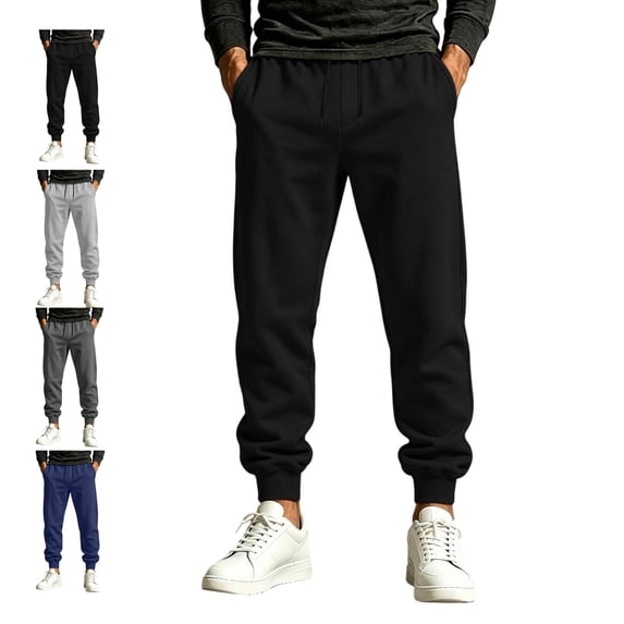 LWavelet Mens Sweatpants with Pockets Drawstring Elastic Waist Solid Color Jogger Pants Slim Fit Casual Long Pants Trousers