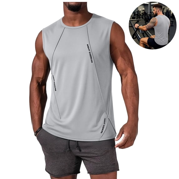 LWavelet Mens Tank Top Crew Neck Sleeveless Undershirt Summer Sports Loose Fit Running Athletic Tops