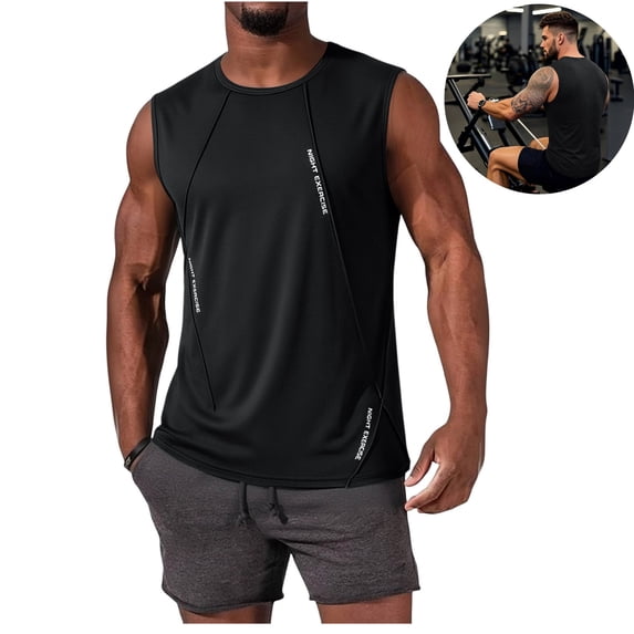 LWavelet Mens Tank Top Crew Neck Sleeveless Undershirt Summer Sports Loose Fit Running Athletic Tops