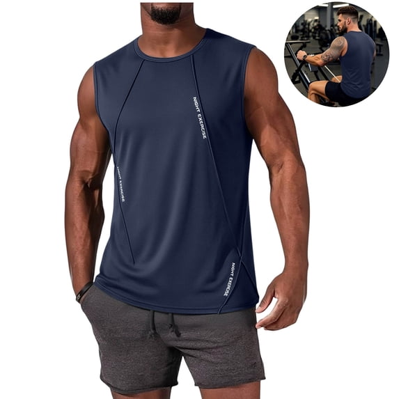 LWavelet Mens Tank Top Crew Neck Sleeveless Undershirt Summer Sports Loose Fit Running Athletic Tops