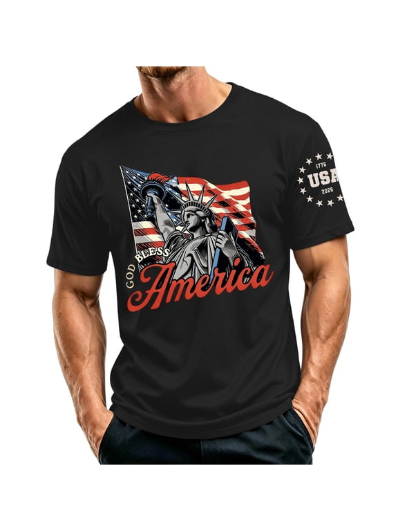 Mens USA Shirt American Flag T-Shirt 4th of July Patriotic Short Sleeve Tee