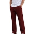 thumbnail image 1 of LWavelet Mens Waffle Knit Lounge Pants Elastic Waist Drawstring Casual Pants Deep Red 2XL, 1 of 4