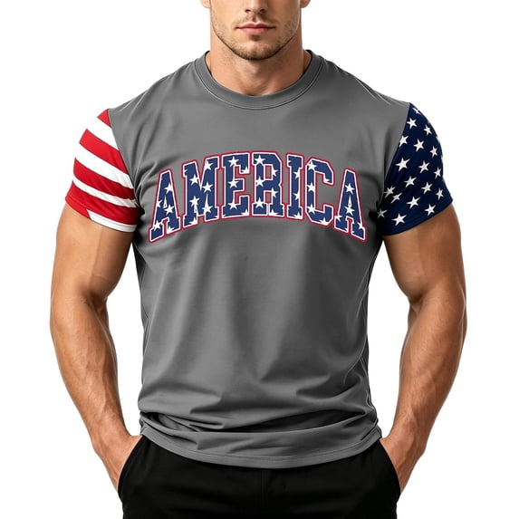 LWavelet Patriotic T-Shirts for Men USA Flag T-Shirt Independence Day American Flag Short Sleeve Graphic Tee
