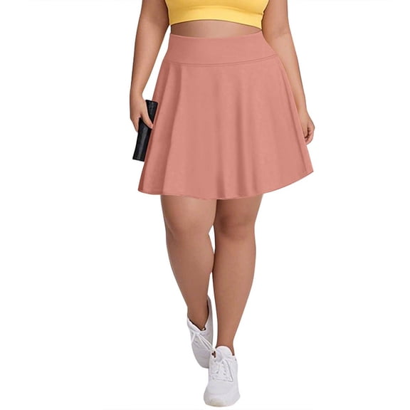 LWavelet Plus Size A-Line Mini Skirt Women Daily Casual Comfortable Flowy Versatile Bottoms Pink XL