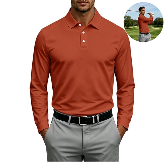 LWavelet Polo Shirts for Men Big and Tall Long Sleeve T-Shirts Quick Dry Casual Tops Classic Fit Business Performance Golf Shirts