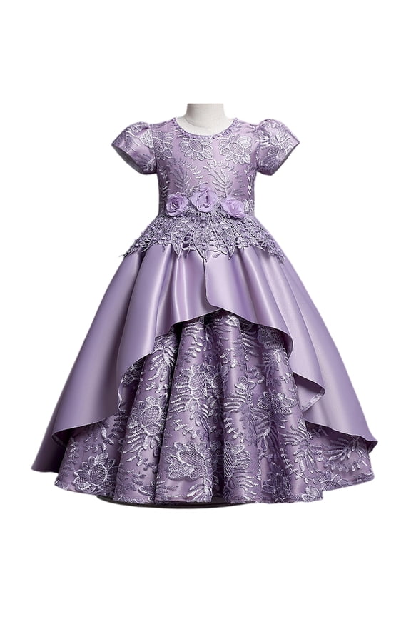 Princess Dress Costume for Little Girl Puff Sleeves Blue Fancy Party Cosplay Outfit