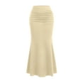 thumbnail image 1 of LWavelet Ruched Mermaid Midi Skirt Women Daily Casual Flowy Slim-Fit Versatile Bottoms Beige XL, 1 of 3