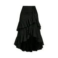 thumbnail image 1 of LWavelet Ruched Tiered Ruffled Asymmetrical Midi Skirt Women Daily Casual Flowy Stylish Bottoms Black S, 1 of 5