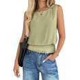 thumbnail image 1 of LWavelet Ruched Waist Sleeveless Tank Top Women Daily Casual Comfortable Stylish Tops Green XL, 1 of 4