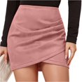 thumbnail image 1 of LWavelet Ruched Wrap Mini Skirt Women Stylish Fall Casual Slim-Fit Trendy Bottoms Pink M, 1 of 5