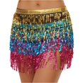 thumbnail image 1 of LWavelet Sequin Fringe Ombre Mini Skirt Women Glitzy Party Night Out Trendy Sparkly Bottoms Hot Pink One Size, 1 of 3