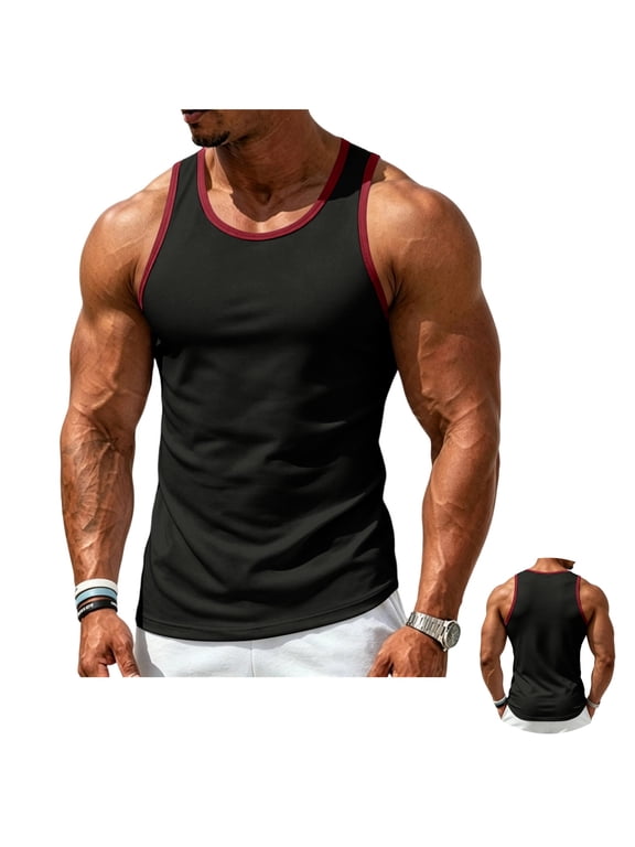 Square Neck Tank Top for Men Quick Dry Lightweight Muscle Gym Vest Summer Outdoor Beach Workout Undershirt