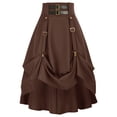 thumbnail image 1 of LWavelet Steampunk Style Belted Ruched Maxi Skirt Women Cosplay Party Trendy Unique Bottoms Brown S, 1 of 6