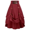 thumbnail image 1 of LWavelet Steampunk Style Belted Ruched Maxi Skirt Women Cosplay Party Trendy Unique Bottoms Red 2XL, 1 of 6