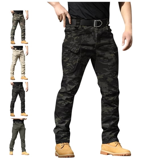 LWavelet Stretch Cargo Pants for Men Slim Fit Lightweight Work Pants with Multi Pockets for Hiking Outdoor Military Camping Construction Hunting