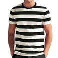 thumbnail image 1 of LWavelet Striped Men's Short Sleeve T-Shirt Relaxed Fit Great for Casual Outings and Daily Style Black XL, 1 of 4