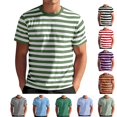 thumbnail image 1 of LWavelet Striped Men's Short Sleeve T-Shirt Relaxed Fit Great for Casual Outings and Daily Style, 1 of 5