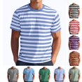 thumbnail image 1 of LWavelet Striped Men's Short Sleeve T-Shirt Relaxed Fit Great for Casual Outings and Daily Style, 1 of 5