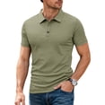 thumbnail image 1 of LWavelet Textured Men's Short Sleeve Polo Shirt Breathable Ideal for Casual Commute and Daily Wear Army Green L, 1 of 6