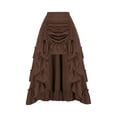 thumbnail image 1 of LWavelet Tiered Ruched Asymmetrical Satin Maxi Skirt Women Gothic Style Party Casual Unique Bottoms Brown XL, 1 of 9