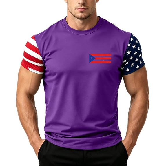 LWavelet USA 4th of July T-Shirt for Men American Flag Short Sleeve Patriotic Independence Day Tee Top